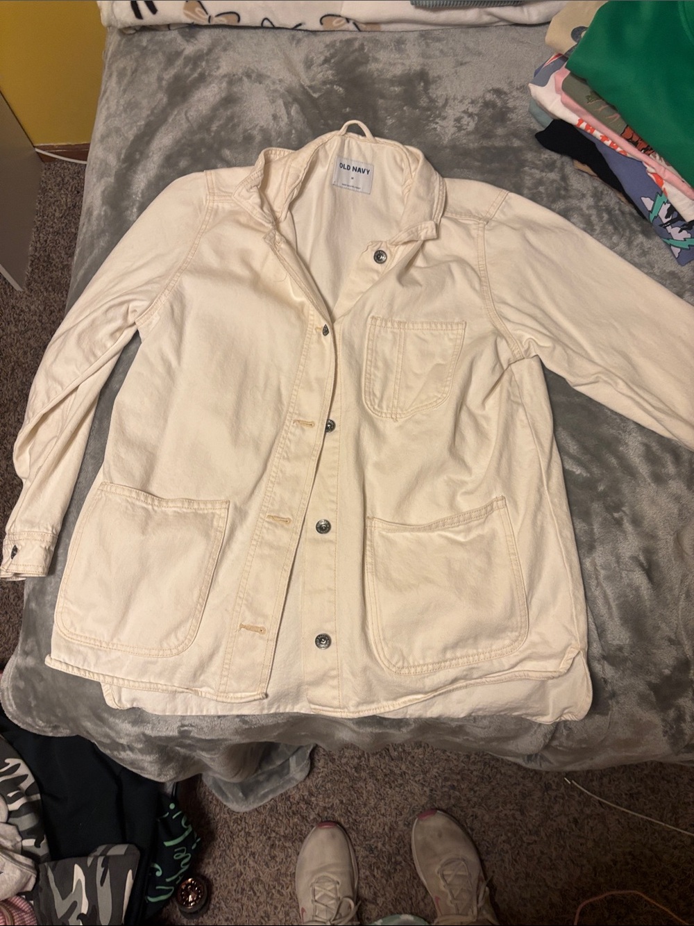 Old Navy Cream Button-Front Utility Jean Jacket